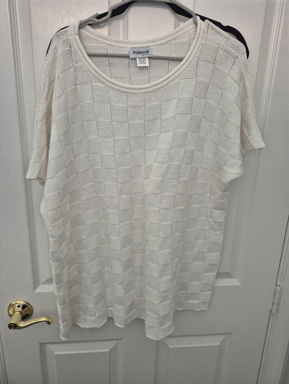 White Knit Short-Sleeve Top PASHOOT 1X